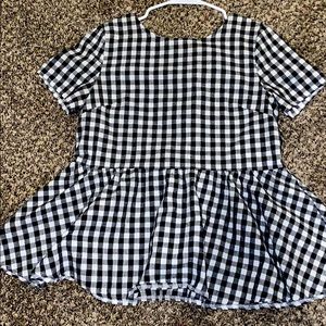 Checkered babydoll top with bows in the back